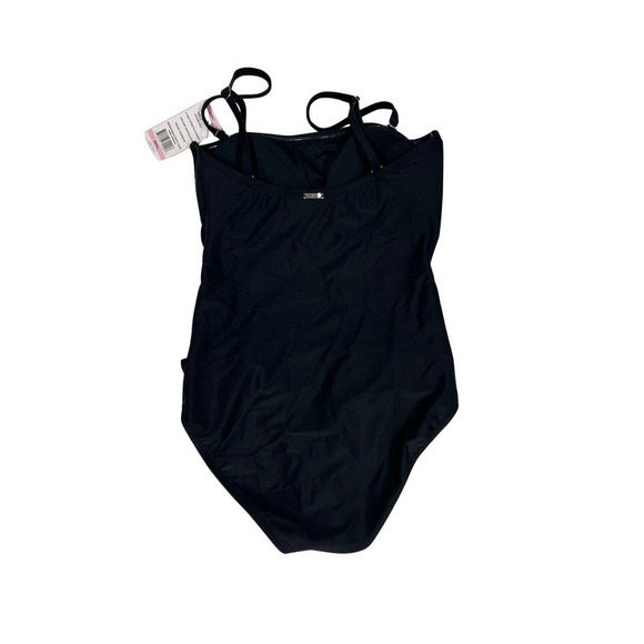 DKNY Women's One Piece Bandeau Maillot Black Swimsuit S NWT $118 - Picture 4 of 5